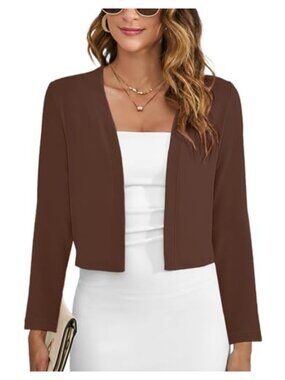Women's Long Sleeve Lightweight Cropped Cardigan Bolero Shrug Knit Sweater Open